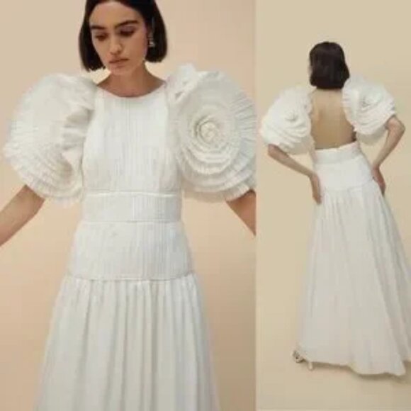 Aje Sculptura Expressive Pleated Organza Maxi Dress White Bridal NEW with tag - Picture 9 of 15